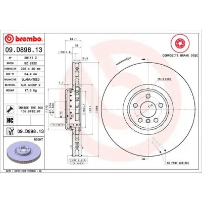 Oferta Limitada Disco de freno BREMBO 09.D898.13